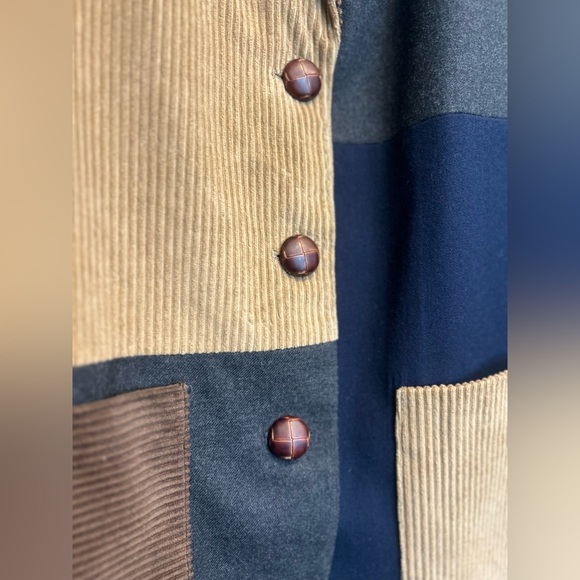 Harvé Benard 100% Wool Patchwork Tailored Blazer Jacket Corduroy Trim Size 16 - Picture 4 of 11